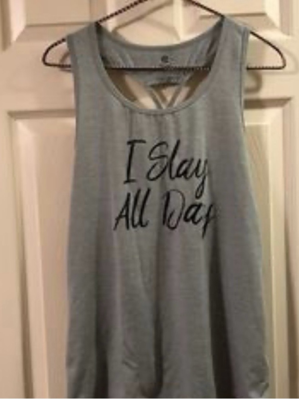 Champion Gray Tank Top with 'I Slay All Day' Script